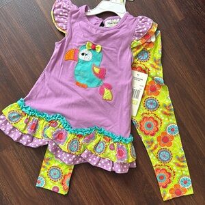 Rare Editions Girls Two Piece Embroidered outfit.